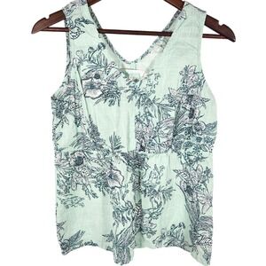 Aventura 100% Organic Cotton Mint Green Floral Tank Top Size Small